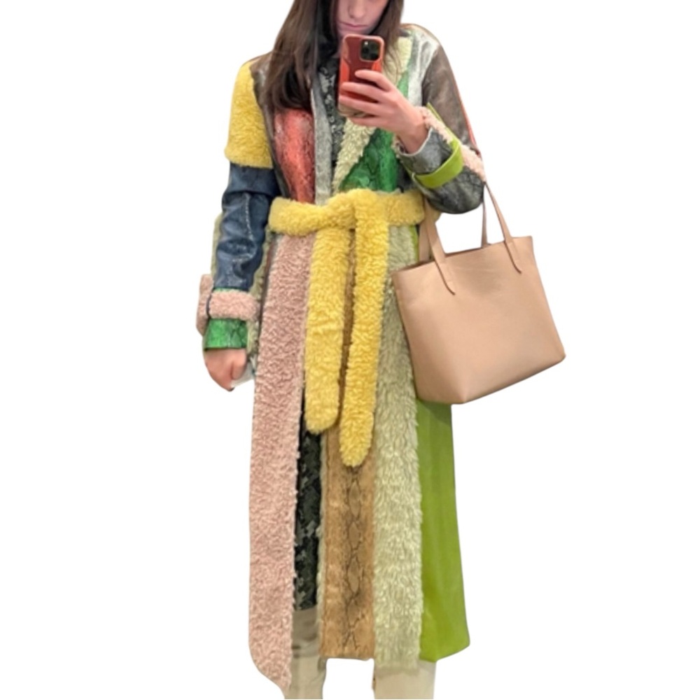Colin Locascio x Free People Pamela Patchwork Lg Faux Snakeskin Long Belt Trench - Picture 10 of 16